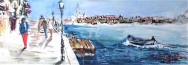 Painting titled "Promenade à Venise" by Jean-Pierre Missistrano, Original Artwork, Watercolor