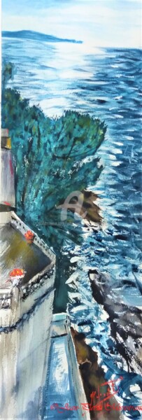 Peinture intitulée "Terrasse sur mer" par Jean-Pierre Missistrano, Œuvre d'art originale, Aquarelle
