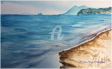 Painting titled "Les Sablettes et le…" by Jean-Pierre Missistrano, Original Artwork, Watercolor