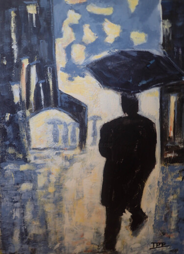 Painting titled "sous la pluie" by Jean-Pierre Piccin, Original Artwork, Acrylic