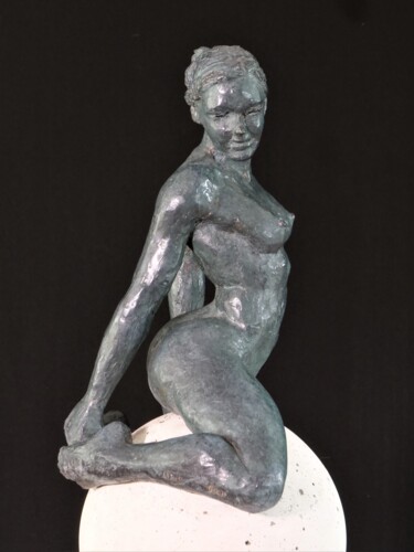 Sculpture titled "Chevaucher la lune" by Jean Pierre Picheny, Original Artwork, Bronze
