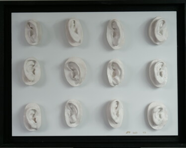 Sculpture titled "Oreilles" by Jean Pierre Picheny, Original Artwork, Resin Mounted on Other rigid panel
