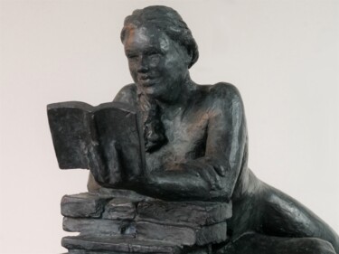 Sculpture titled "Lectrice n°3" by Jean Pierre Picheny, Original Artwork, Bronze