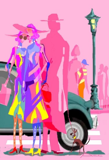 Digitale Kunst getiteld "Shopping" door Jean Pierre Poveda, Origineel Kunstwerk, Digitaal Schilderwerk