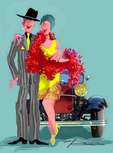 Digital Arts titled "bonnie and clyde 2" by Jean Pierre Poveda, Original Artwork, Digital Painting
