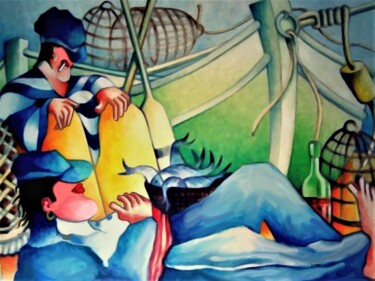 Painting titled "Le Repos" by Jean Pierre Poveda, Original Artwork, Oil