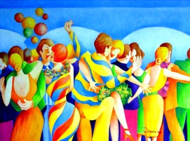 Painting titled "LE   BAL" by Jean Pierre Poveda, Original Artwork, Acrylic