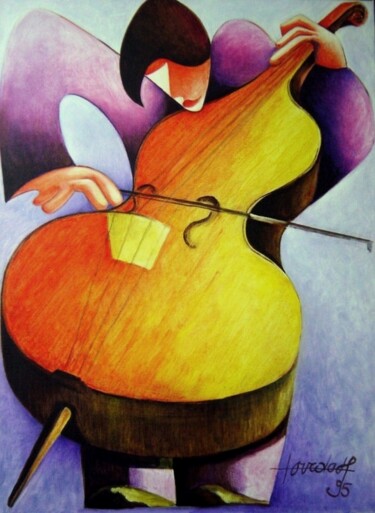 Schilderij getiteld "La musique" door Jean Pierre Poveda, Origineel Kunstwerk, Olie