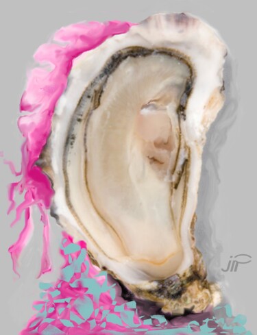 Arts numériques intitulée "L'huître  et les Pl…" par Jean Pierre Poveda, Œuvre d'art originale, Peinture numérique