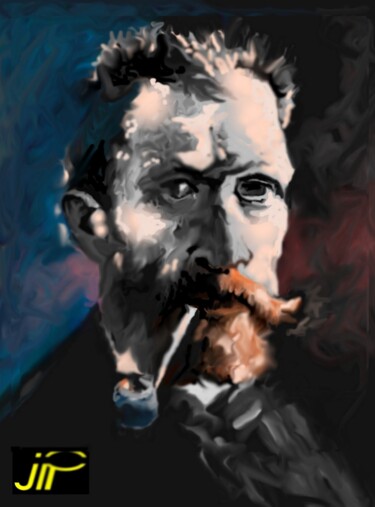 Digitale Kunst mit dem Titel "Van Gogh" von Jean Pierre Poveda, Original-Kunstwerk, Digitale Malerei