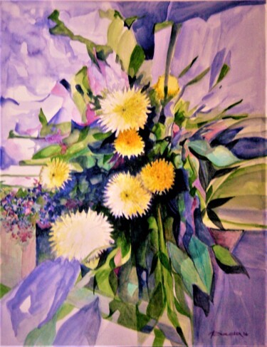 Painting titled "Bouquet !!" by Jean Pierre Poveda, Original Artwork, Watercolor