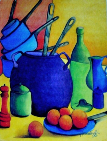 Ζωγραφική με τίτλο "cuisine !!" από Jean Pierre Poveda, Αυθεντικά έργα τέχνης, Λάδι