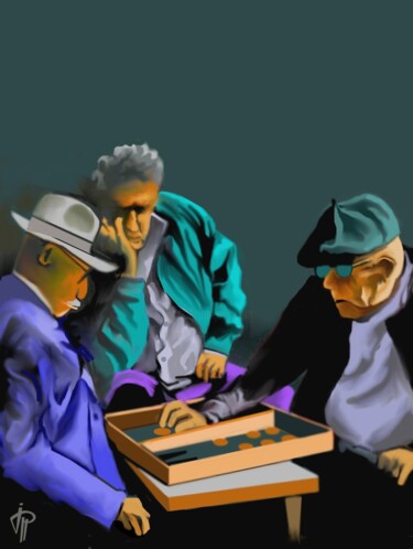 Arts numériques intitulée "backgammon" par Jean Pierre Poveda, Œuvre d'art originale, Peinture numérique