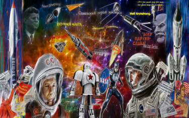 Arte digital titulada "Space Race" por Jean Pierre Rizzo, Obra de arte original, Pintura Digital