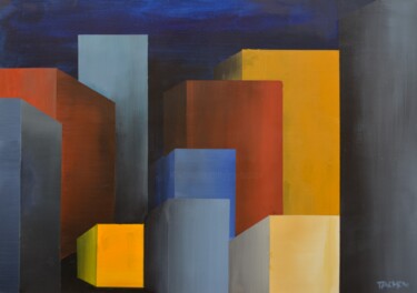 Painting titled "building" by Jean Pierre Tachon, Original Artwork, Acrylic