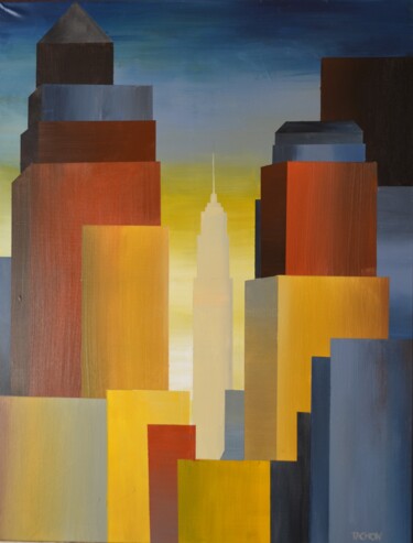 Painting titled "tower" by Jean Pierre Tachon, Original Artwork, Acrylic