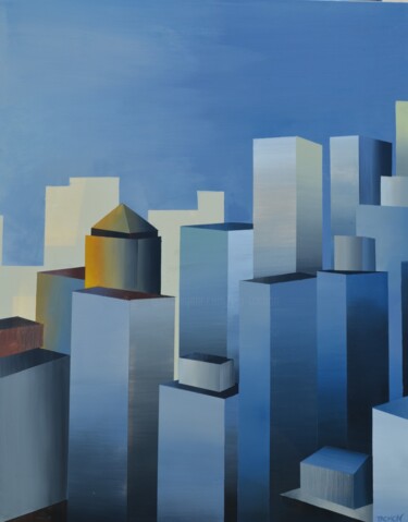 Schilderij getiteld "Chicago" door Jean Pierre Tachon, Origineel Kunstwerk, Acryl