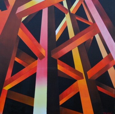 Painting titled "Structure 1" by Jean Pierre Tachon, Original Artwork, Acrylic Mounted on Wood Stretcher frame