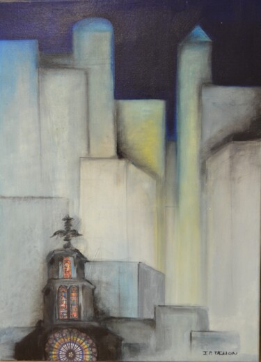 Painting titled "New York" by Jean Pierre Tachon, Original Artwork, Oil