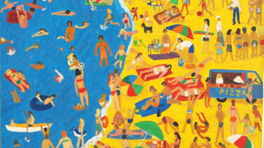 Peinture intitulée "les naturistes sign…" par Jean-Pierre Tastevin, Œuvre d'art originale, Huile Monté sur Châssis en bois