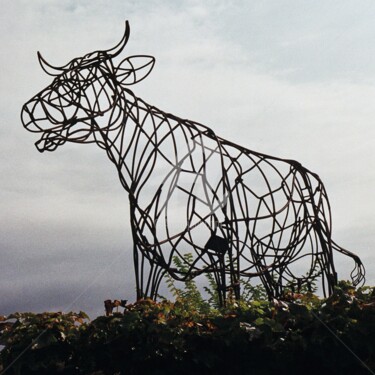 Sculpture intitulée "Vache d'enfer" par Jean-Pierre Tauzia, Œuvre d'art originale, Métaux