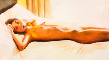 Картина под названием "Morning girl" - Jean Ponomarevsky, Подлинное произведение искусства, Акварель