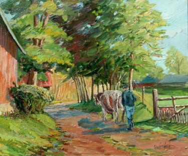 Malerei mit dem Titel "Pays de Caux" von Jean Quéméré, Original-Kunstwerk, Öl
