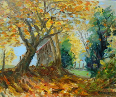 Peinture intitulée "Arbres a l'automne-…" par Jean Quéméré, Œuvre d'art originale, Huile