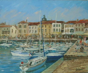 「port-de-la-flotte-e…」というタイトルの絵画 Jean Quéméréによって, オリジナルのアートワーク, オイル