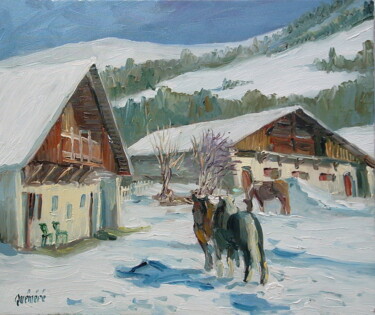 Malarstwo zatytułowany „Neige en montagne” autorstwa Jean Quéméré, Oryginalna praca, Olej