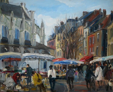 Painting titled "Le marché St Jacque…" by Jean Quéméré, Original Artwork, Oil