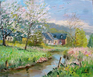 Pintura intitulada "La riviere du Bec H…" por Jean Quéméré, Obras de arte originais, Óleo