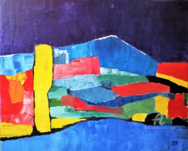 Pintura titulada "Collines" por Jean Rebel, Obra de arte original, Oleo Montado en Bastidor de camilla de madera
