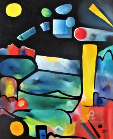 Peinture intitulée "Eléments cosmiques…" par Jean Rebel, Œuvre d'art originale, Huile Monté sur Châssis en bois