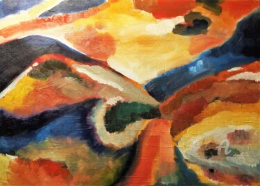 Peinture intitulée "Une vallée" par Jean Rebel, Œuvre d'art originale, Huile Monté sur Châssis en bois