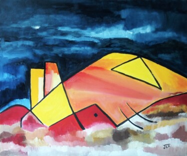Картина под названием "Montagne 1" - Jean Rebel, Подлинное произведение искусства, Масло
