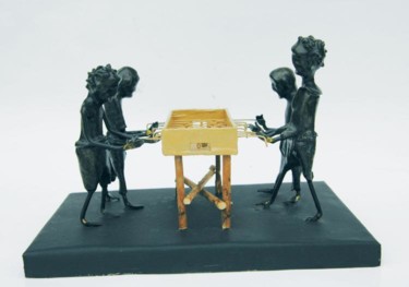 Скульптура под названием "Les joueurs de baby…" - Jean Remaury, Подлинное произведение искусства, Металлы