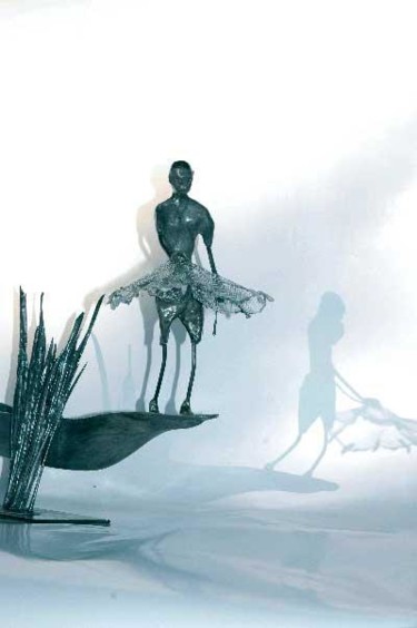 Escultura intitulada "Le pêcheur à l'éper…" por Jean Remaury, Obras de arte originais, Metais