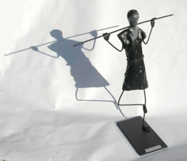 Sculpture titled "Le jeune berger" by Jean Remaury, Original Artwork, Metals