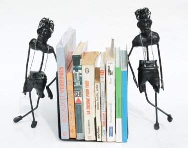 Sculpture intitulée "2 Serre livres" par Jean Remaury, Œuvre d'art originale, Métaux
