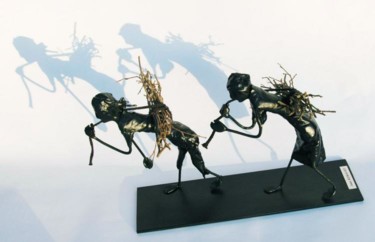 Sculpture intitulée "Corvée de bois 1" par Jean Remaury, Œuvre d'art originale, Métaux