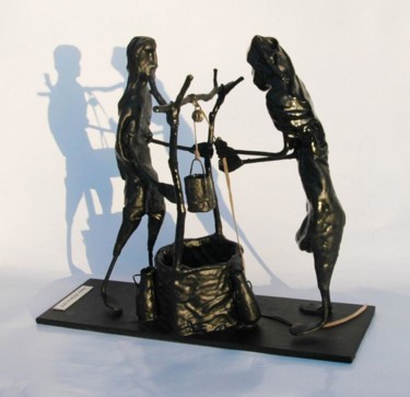 Sculpture titled "Le puit" by Jean Remaury, Original Artwork, Metals