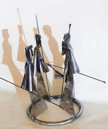 Sculpture intitulée "Les 4 touareg" par Jean Remaury, Œuvre d'art originale, Métaux