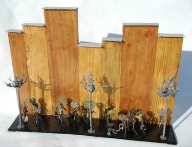 Sculpture titled "Trotoirs de nos vil…" by Jean Remaury, Original Artwork, Metals