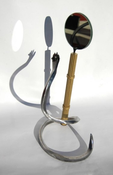 Sculpture titled "Caducée acier" by Jean Remaury, Original Artwork, Metals