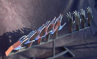 Sculpture titled "Boat people" by Jean Remaury, Original Artwork, Metals