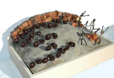 Sculpture titled "Phobies" by Jean Remaury, Original Artwork, Metals