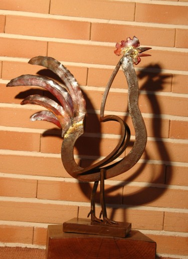 Sculpture titled "Le coq" by Jean Remaury, Original Artwork, Metals