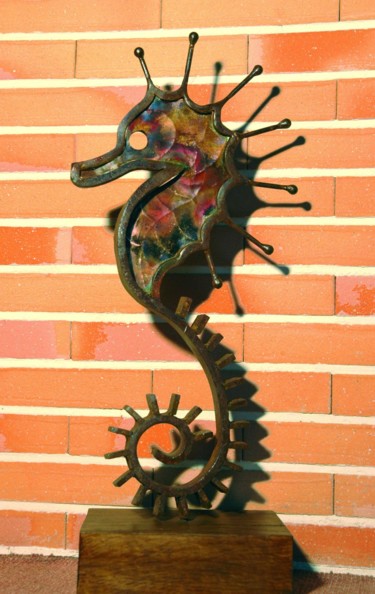 Sculpture titled "Hypocampe" by Jean Remaury, Original Artwork, Metals