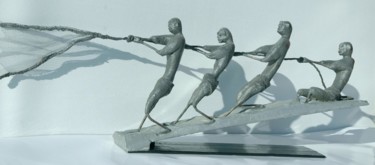 Scultura intitolato "La pêche en bord de…" da Jean Remaury, Opera d'arte originale, Metalli
